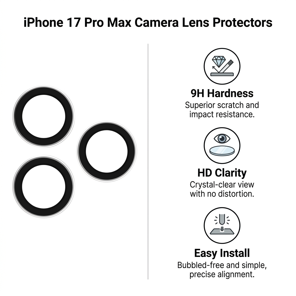 Premium HD Clear Camera Lens Protector for iPhone - Crystal Glass Shield - Detail 1